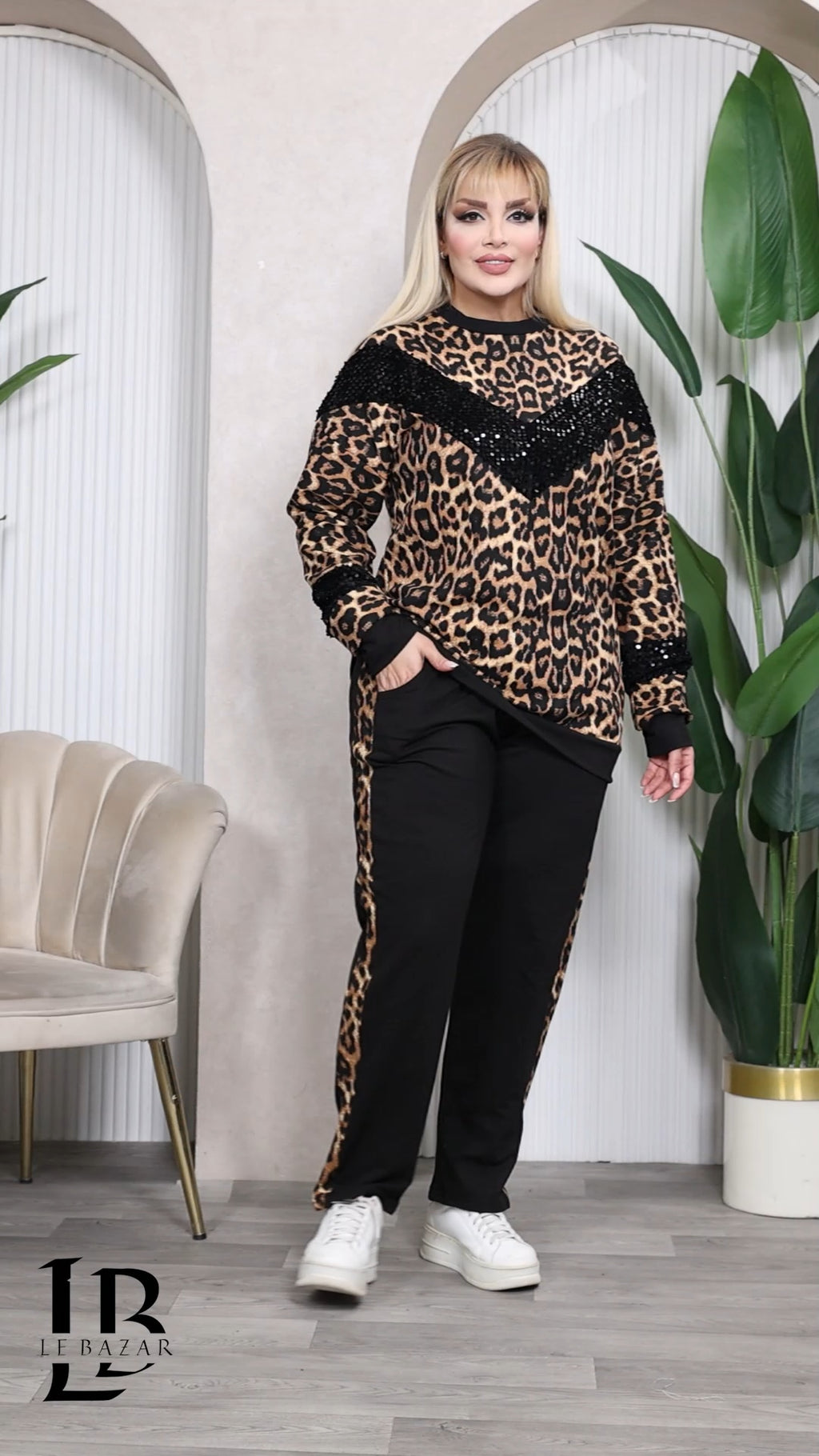 Completo Felpa e Pantalone "Safari" – Leopardato e Nero