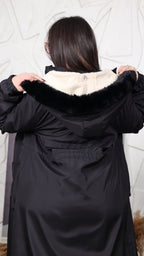 Parka Lungo "Cortina" con Cappuccio in Ecopelliccia