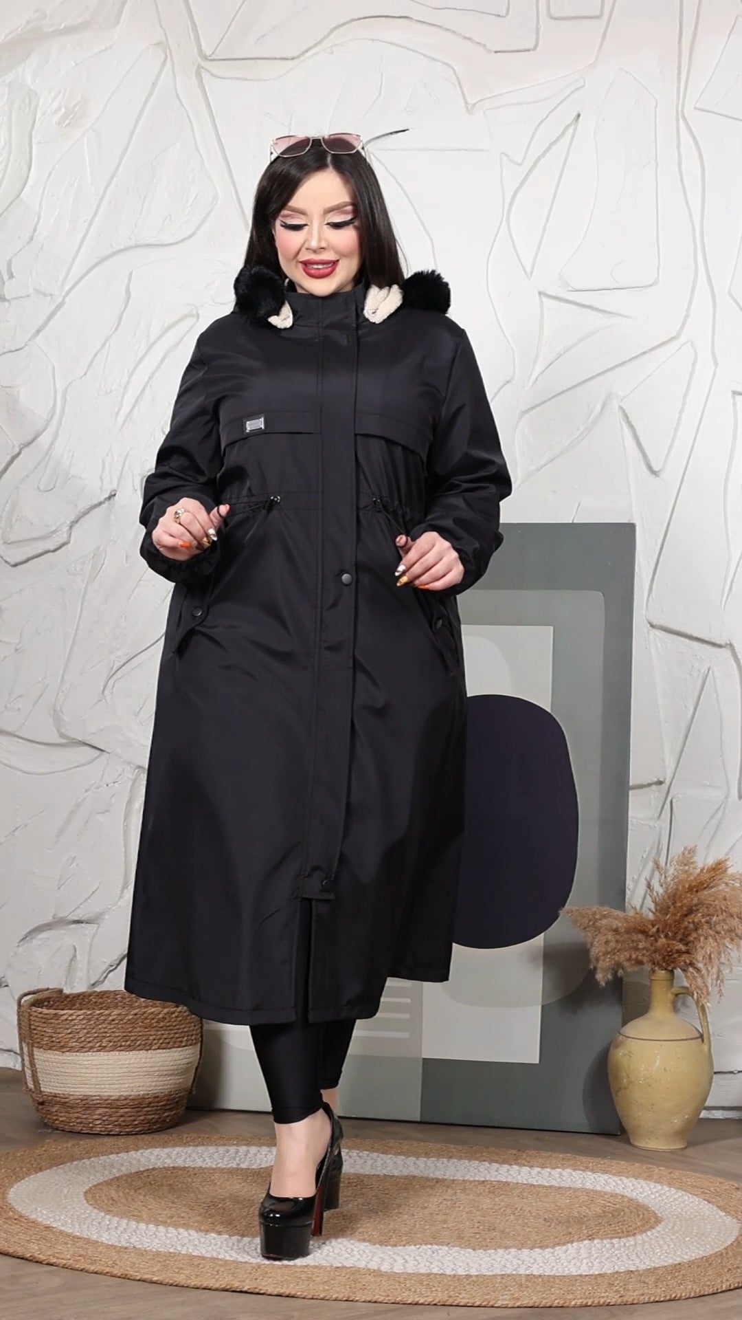 Parka Lungo "Cortina" con Cappuccio in Ecopelliccia