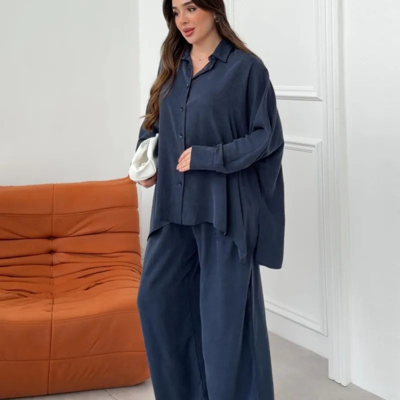 Completo Camicia e Pantalone "Riviera" – Blu Polvere
