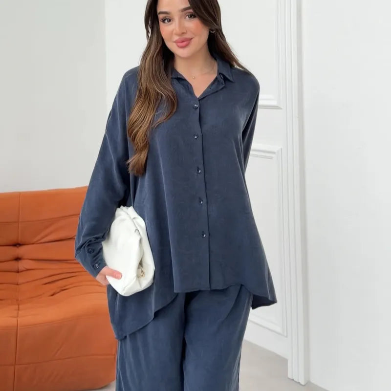 Completo Camicia e Pantalone "Riviera" – Blu Polvere